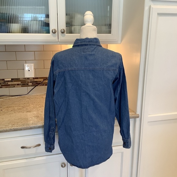 Christmas Denim Shirt Embroidery *Nutcracker Brand Size Small Snowman Tree - Picture 3 of 9